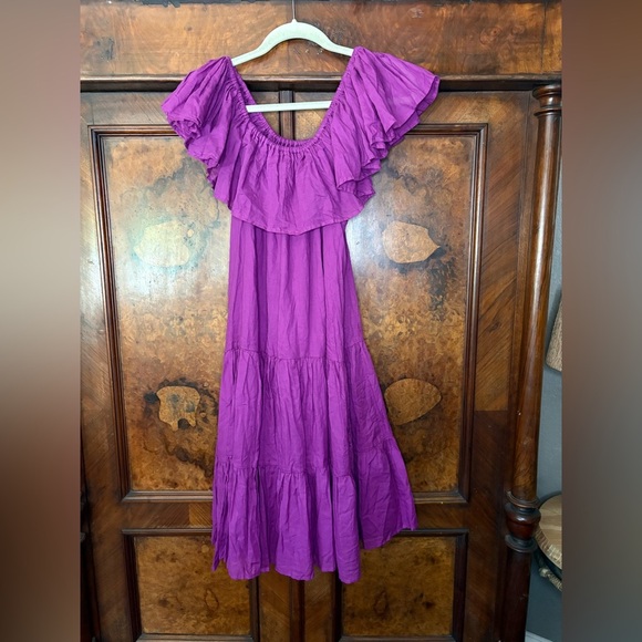 NWT Erika Pena- Purple Ruffled Off-Shoulder Dress. Size XS/S - Picture 2 of 5